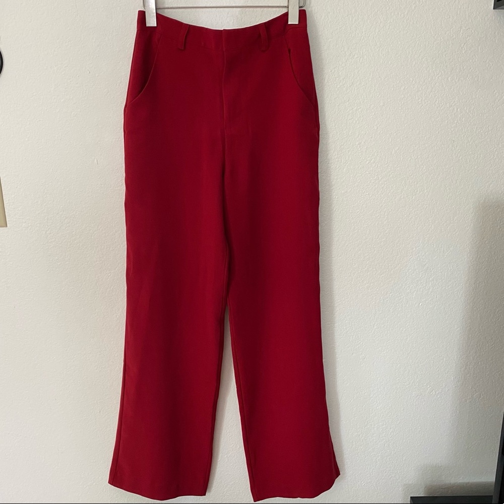 Forever 21 wide leg trouser pant medium red